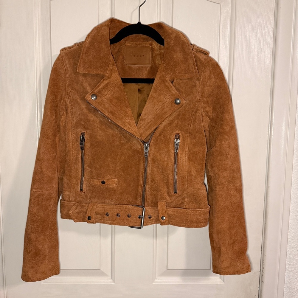 Women's Tan Suede Moto Jacket
